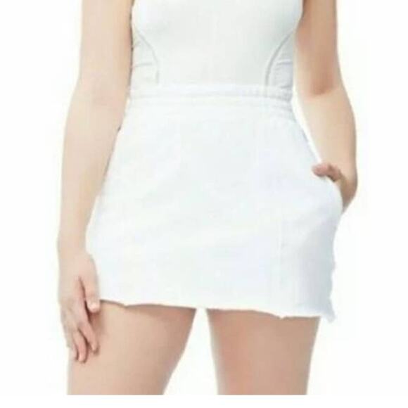 2/$30 GOOD AMERICAN Sweat Skirt Size L White New Zip Up Pockets Athleisure - Picture 1 of 10